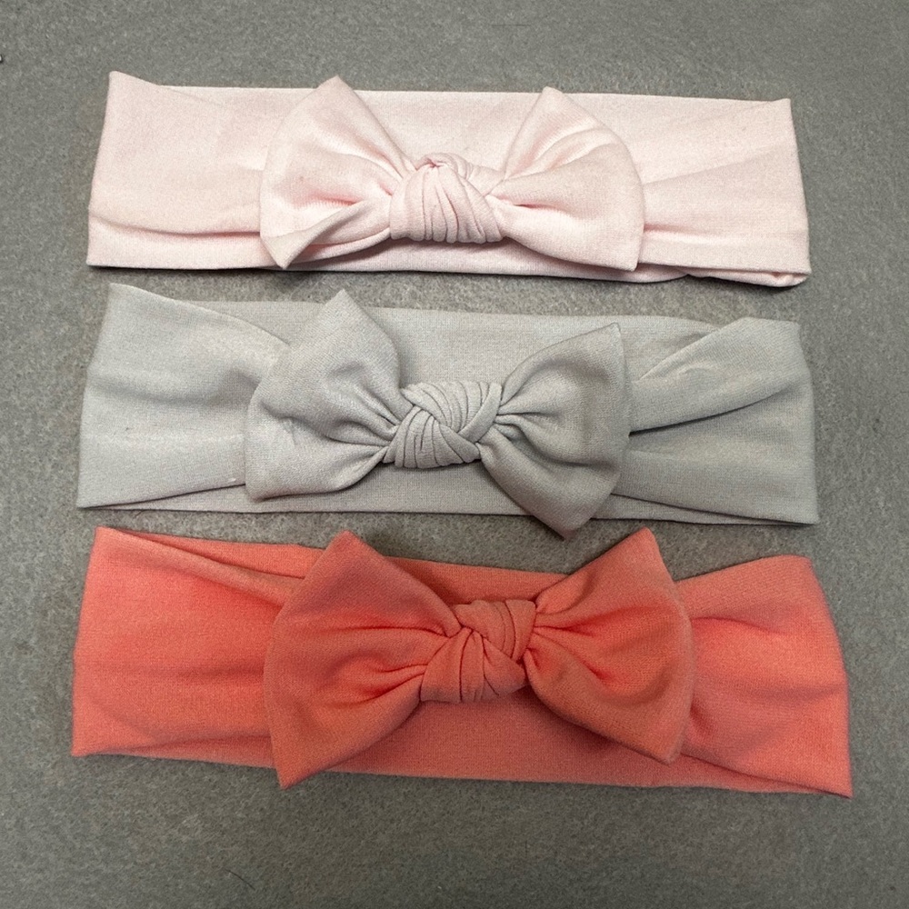 Cloud island super soft baby headbands- 3 pink/gray